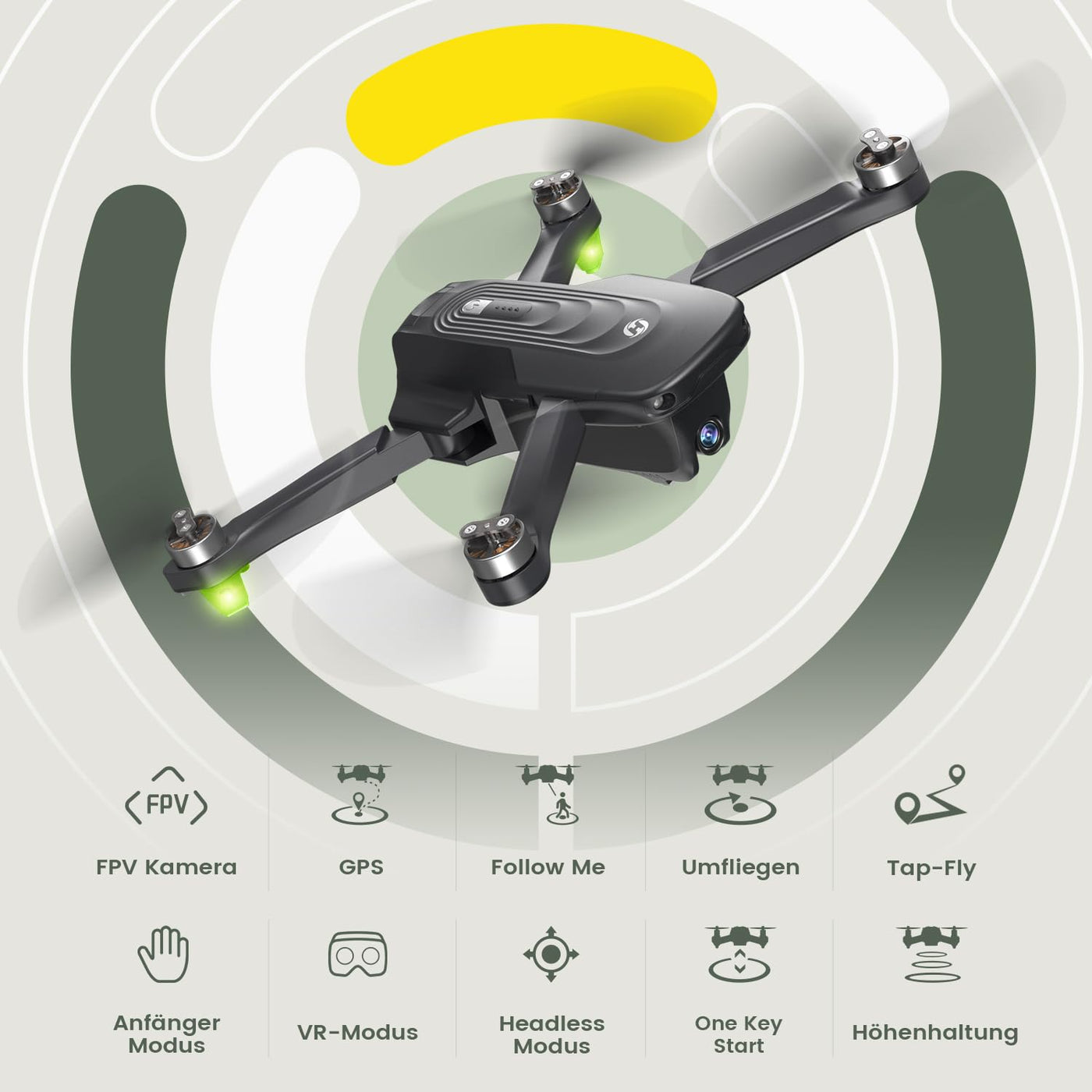 Holy Stone HS175D Faltbar GPS Drohne mit 4K Kamera für Erwachsene, RC Quadrocopter mit 46 Min. Lange Flugzeit, Follow-Me, Bürstenlos Motor,Tap-Fly,Point of Interest Höhenhaltung Drohnen für Anfänger