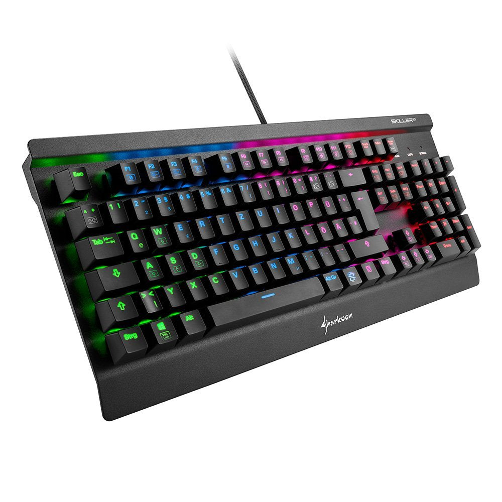 Sharkoon, Verkabelt, Skiller Mech SGK3 Mechanische Gaming Tastatur (mit RGB-Beleuchtung, rote Schalter, N-Key-Rollover, 1000 Hz Polling Rate) schwarz