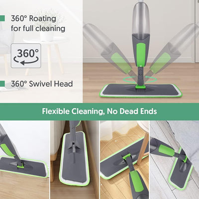 ILAVCOOL Sprühwischer Bodenwischer Wischer mit Sprühfunktion, Wischmopp für Bodenreinigung, Trocken-Nassmopp, Staubwischer mit 3 wiederverwendbaren Wischpads und 550 ml nachfüllbarer Flasche