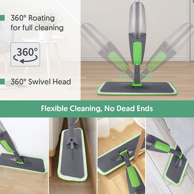 ILAVCOOL Sprühwischer Bodenwischer Wischer mit Sprühfunktion, Wischmopp für Bodenreinigung, Trocken-Nassmopp, Staubwischer mit 3 wiederverwendbaren Wischpads und 550 ml nachfüllbarer Flasche