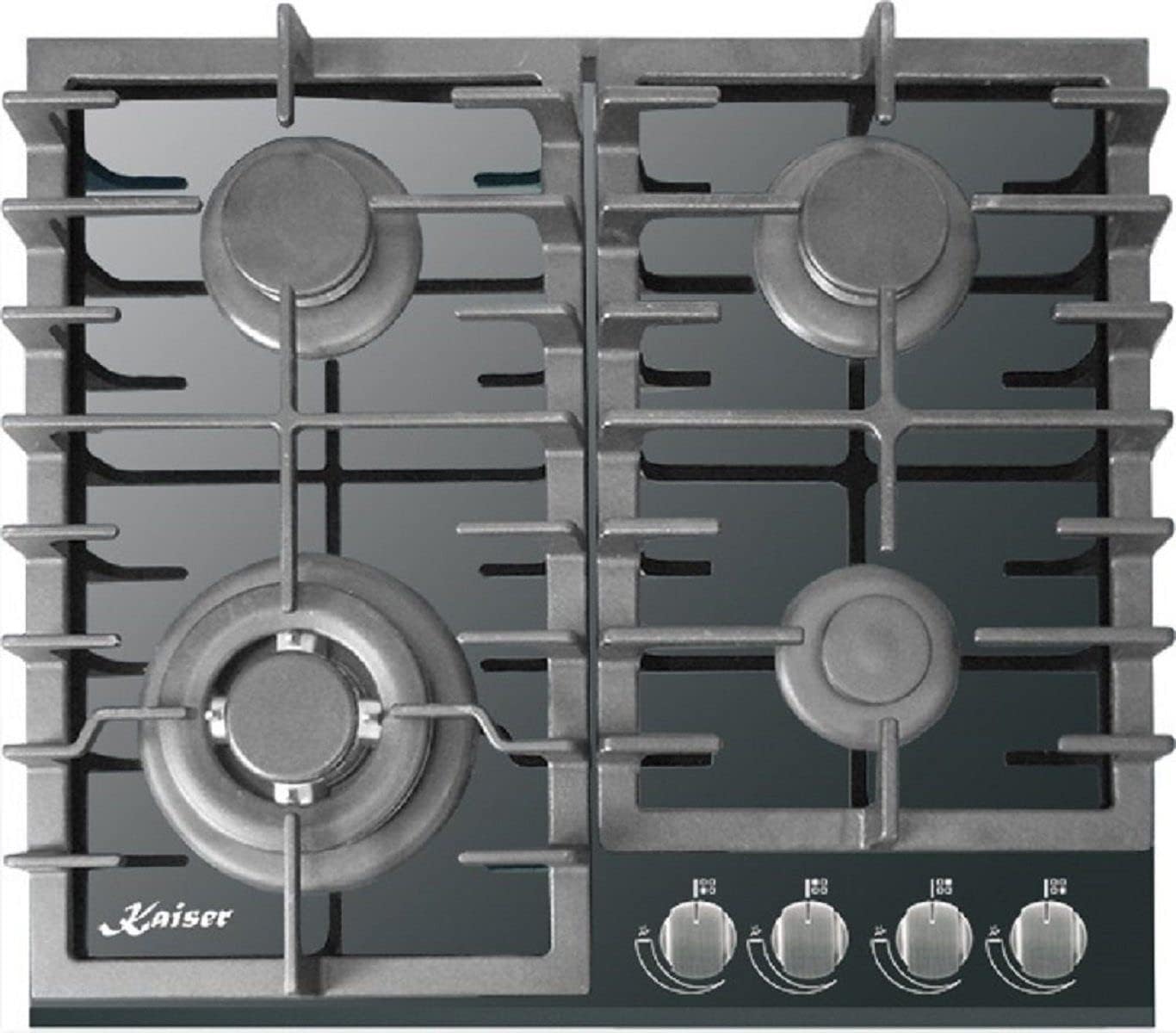 Kaiser Küchengeräte Gasherd-Set EH 6326 SP + KCG 6383, Einbau Elektro Backofen, Autark, 79L, 10 Funktionen + Einbau Gas- Kochfeld 60cm, Schwarz Glas, WOK, Erdgas Propangas Fl. Gas