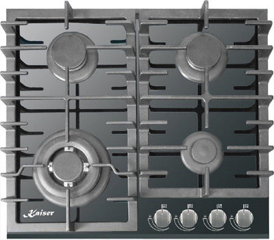 Kaiser Küchengeräte Gasherd-Set EH 6326 SP + KCG 6383, Einbau Elektro Backofen, Autark, 79L, 10 Funktionen + Einbau Gas- Kochfeld 60cm, Schwarz Glas, WOK, Erdgas Propangas Fl. Gas