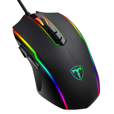 RGB Gaming Maus,Vollion Gamer Maus mit 8 Programmierbare Tasten 7200DPI/RGB-Beleuchtung/Anpassbare Spielprofile,USB-Wired mit ergonomisches Design für MMO, MOBA oder FPS Games für PC/Mac