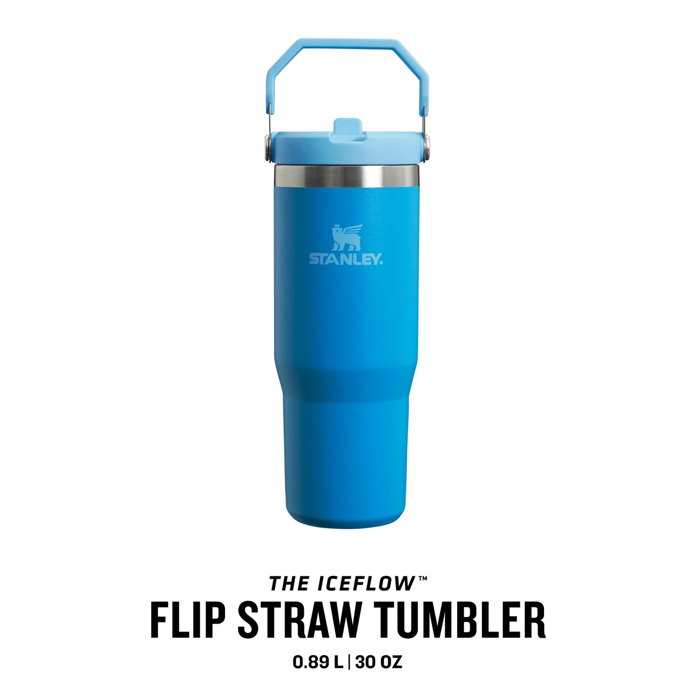 Stanley IceFlow Flip Straw Trinkflasche mit Strohhalm 0.89L - Thermosflasche Hält 12+ Stunden Kalt - Auslaufsicher - Trinkflasche Sport - Wasserflasche BPA Frei - Spülmaschinenfest - Azure