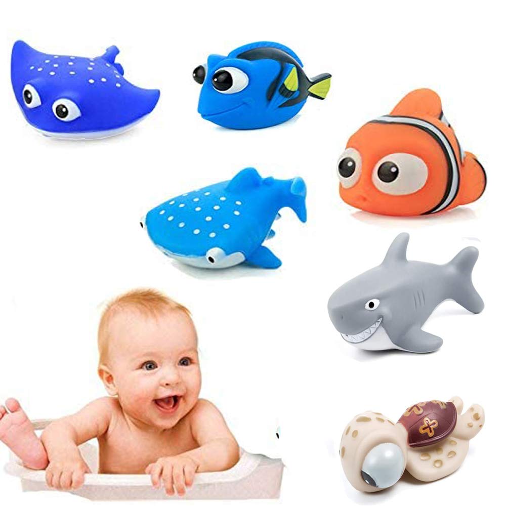 Baby Badespielzeug, Finden Dory Nemo Spritzen Spielzeug Bath Squirters Badespielzeug für Baby- und Kleinkindspielzeug Duschen und Schwimmen (6 Stück)