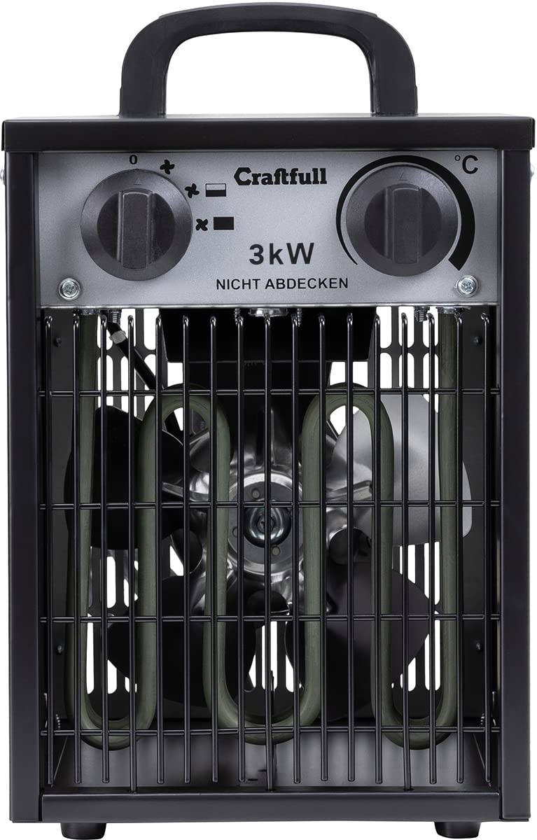 Craftfull elektrischer Heizlüfter Bauheizer HL200 | 𝟑 𝐉𝐀𝐇𝐑𝐄 𝐆𝐀𝐑𝐀𝐍𝐓𝐈𝐄 - 3000 Watt - Elektroheizer - Heizgerät elektrisch - Elektroheizung - Elektroheizkörper - Bis 30 m² (3000 Watt)