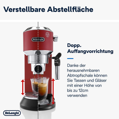 De'Longhi Dedica Style EC 685.W Espresso Siebträgermaschine, Espressomaschine mit Professioneller Milchschaumdüse, nur 15 cm breit, 1 Liter Wassertank, Vollmetallgehäuse, für E.S.E Pads geeignet, Weiß