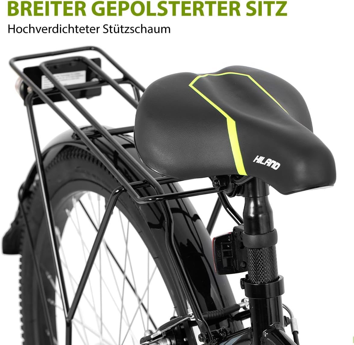 HILAND 24 Zoll Kinderfahrrad Mountainbike für Kinder Jungen Mädchen ab 7 8 9 10 11 Jahren mit 6 Gang Schaltung,Licht nach STVO, Ständer, Schwarz Fahrrad