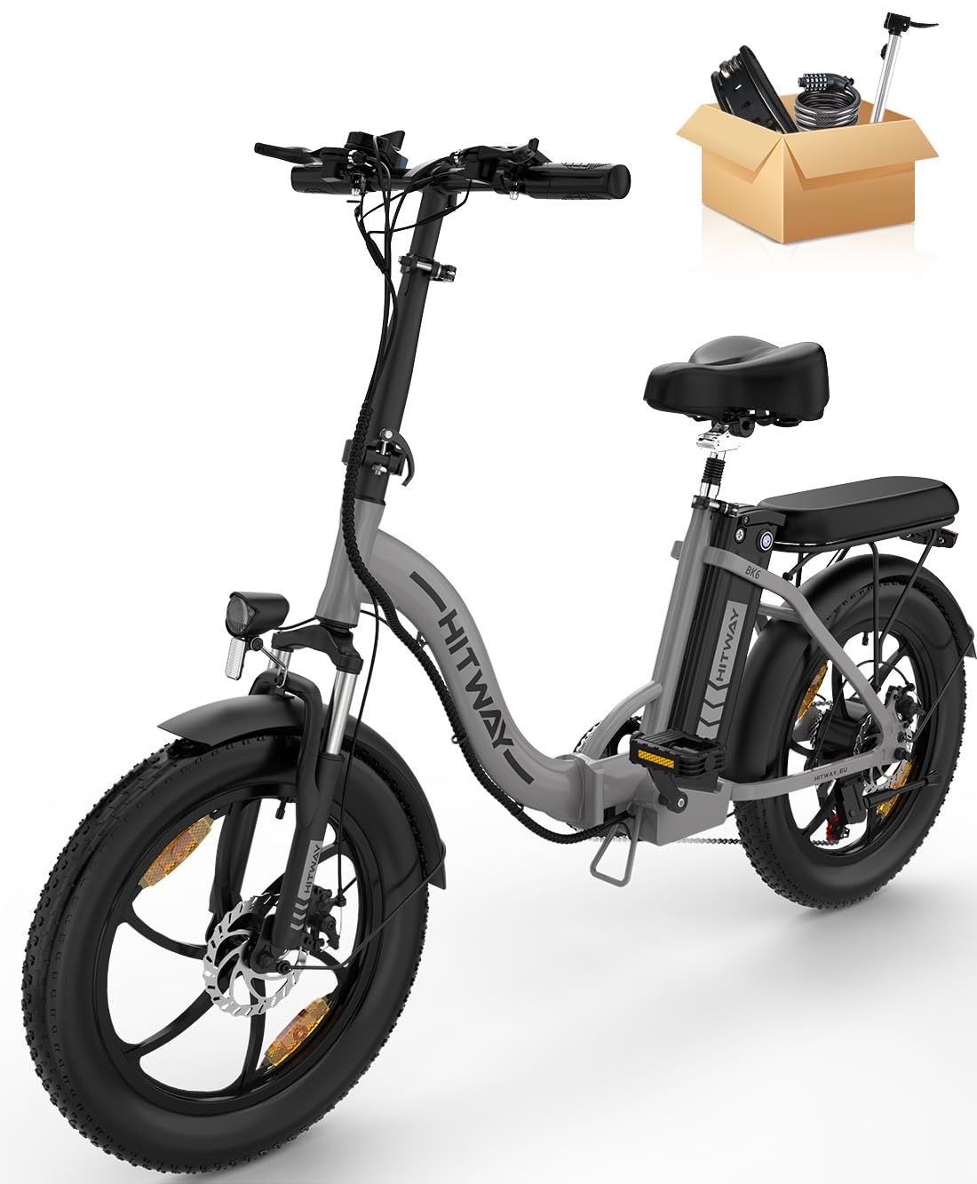 HITWAY E Bike Elektrofahrrad E-Bike Klapprad20 Fat Tire E-Fahrrad klapprad,12Ah Lithium-Akku,für Lange Reichweite bis 35-90km, Off-Road Mountainbike mit 7 Gängen,City E-Bike Herren Damen BK6S 2025