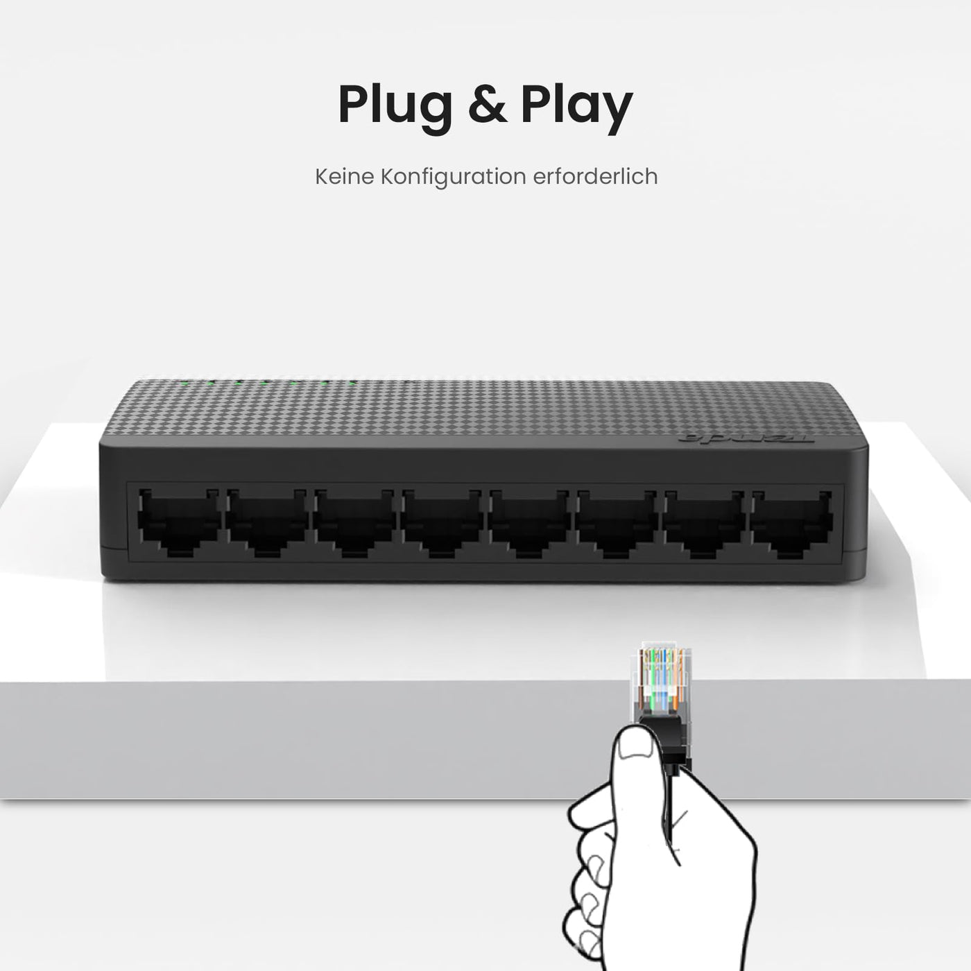 Tenda Netzwerk Switch 8 Port Gigabit LAN Switch, LAN Splitter, LAN Verteiler (Plug-and-Play, Lüfterlos, Unmanaged, Schwarz)(SG108 V4.0)