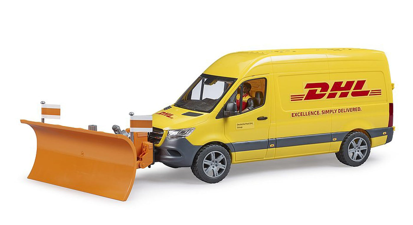 bruder 02671 - MB Sprinter DHL mit Fahrer inkl. Gitterbox mit Versandpaketen - 1:16 Versand & Logistik Fahrzeug Transporter Paket-Dienst Lieferwagen