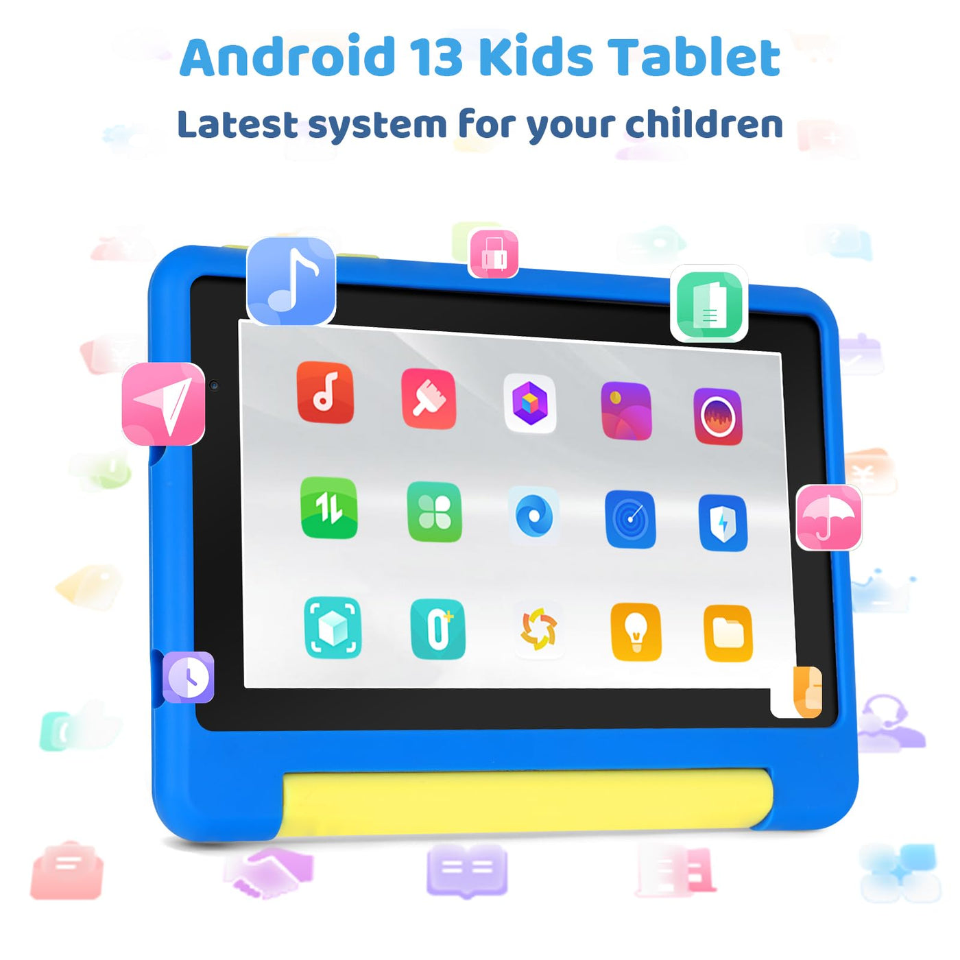 Ainmel Kinder Tablet 7 Zoll, Android 13 Quad Core, 8GB RAM+64GB ROM+128GB erweiterbar, Wi-Fi, Bluetooth, Type-C, Kids Tablet, Blau