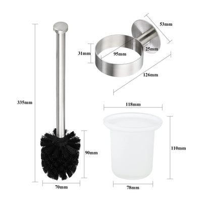 MaxDoux Klobürste- Toilettenbürste Ohne Bohren Wandmontage WC Bürste mit Halter Edelstahl und Glas Klobürstenhalter WC Garnitur für Bad und WC
