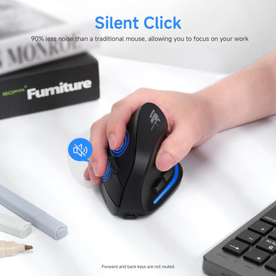 Update-Version 2.4G Vertikale Ergonomische Maus, Silent RGB Vertical Maus, 4800 DPI, 6 Tasten Wiederaufladbare Funkmaus PC Maus Kabellos für Windows/Laptop/PC, Wireless Ergonomic Mouse