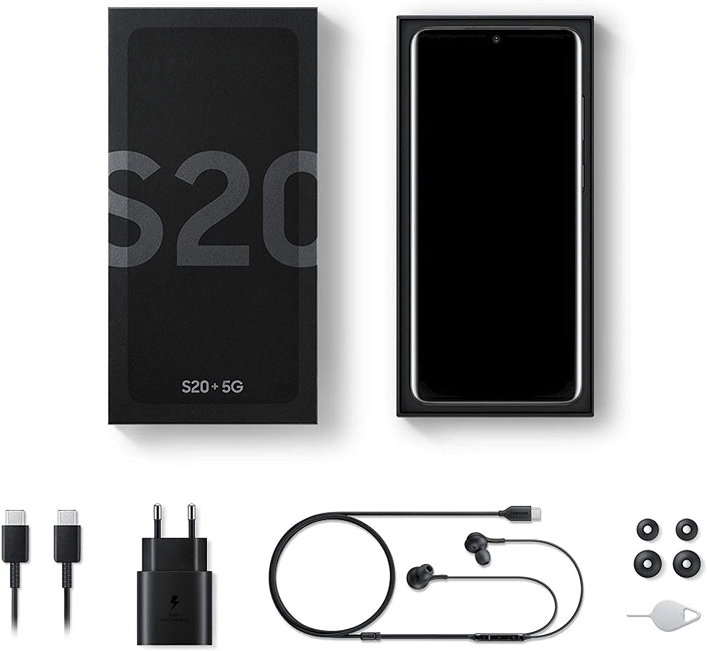 Samsung Galaxy S20+ 5G Smartphone, Triple Kamera 64 MP, 12 GB RAM, Hybrid SIM, Android 10 to 13 - Deutsche Version (128 GB, Cosmic Schwarz)