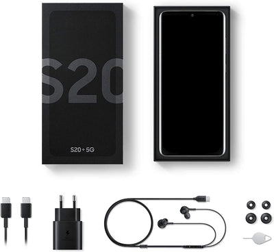 Samsung Galaxy S20+ 5G Smartphone, Triple Kamera 64 MP, 12 GB RAM, Hybrid SIM, Android 10 to 13 - Deutsche Version (128 GB, Cosmic Schwarz)