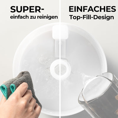 Homvana Luftbefeuchter Schlafzimmer, 1,8 L Top-Fill Kühlnebel Klein Luftbefeuchter für Baby Kinderzimmer, Pflanzen und Kinderheime, 3-in-1 Diffusor, Air Humidifier for Bedroom, Baby, Growbox, Pflanzen