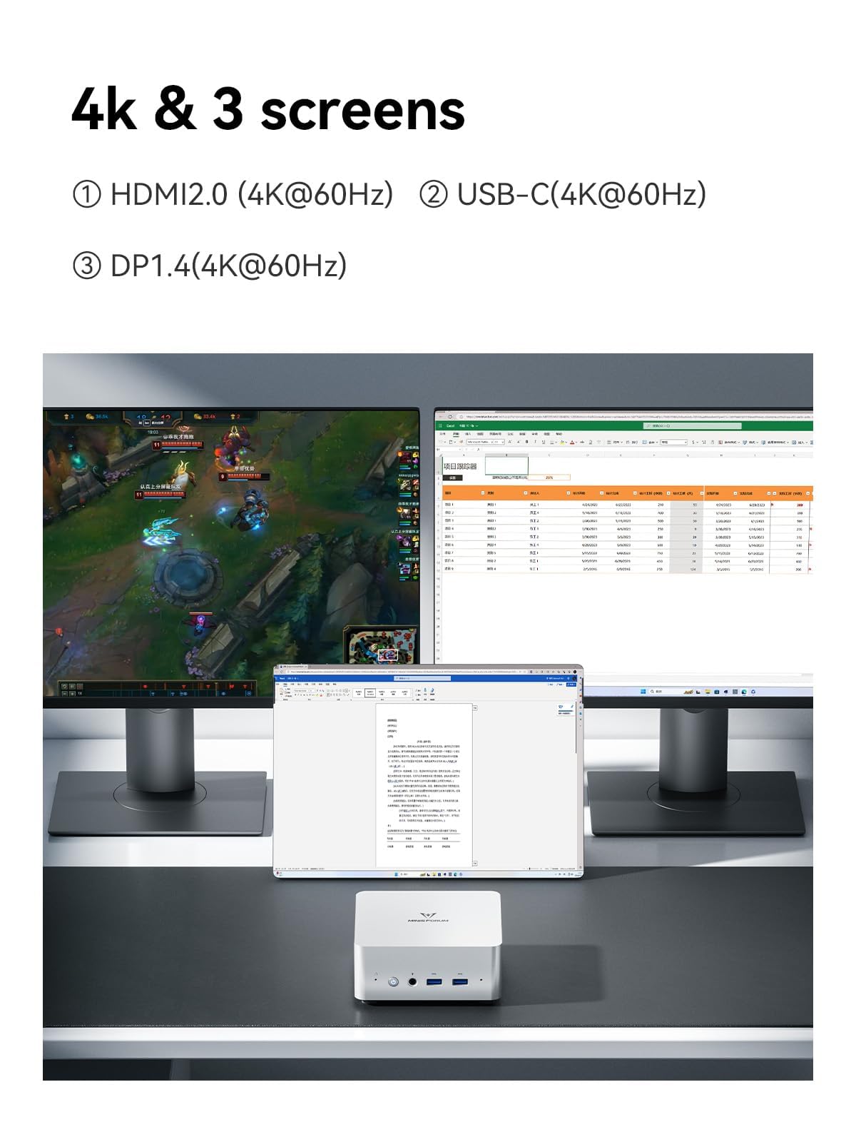 MINIS FORUM UN1290 Mini-PC, Intel Core i9 12900HK, 32 GB RAM, 1 TB SSD, 14 Core/20 Thread Desktop-PC, HDMI 2.0/USB-C/DP 1.4, 2,5 G RJ45 LAN, 5 USB-Anschlüsse, Wi-Fi 6