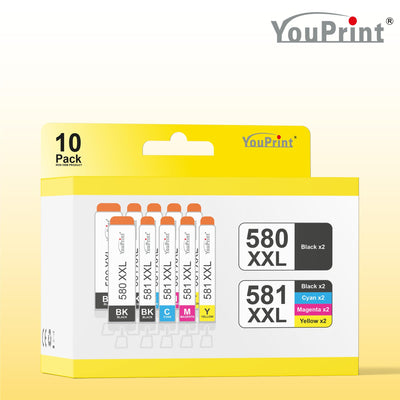 YouPrint Bundle TS6351a Multifunktionsgerät (Drucker, Scanner, Kopierer) mit 10 kompatiblen YouPrint Druckerpatronen passend für Canon 580 581 XXL