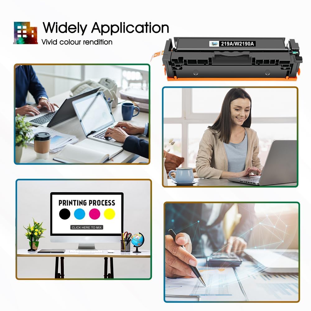 219A 219X MFP 3302FDWG Toner Mit Chip: 4-Pack Kompatible Ersatz für HP 219A 219X für Color Laserjet Pro MFP 3302SDWG 3302FDNG 3302FDW 3302SDW 3302FDN 3202DN 3202DW W2190A Schwarz Cyan Magenta Gelb