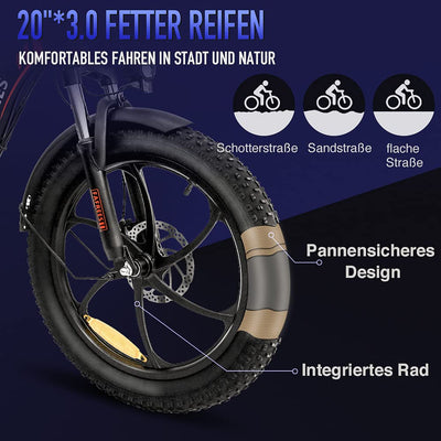 Fafrees F20 Fatbike Herren E-Bike Klapprad 20 Zoll mit 36V 16AH Akku für Pendeln, [ Offiziell ] E Bike Damen Klappbar 250W, 25km/h Ebike Mountainbike 150kg, StVO. Bremslicht
