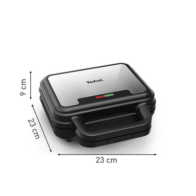 Tefal Ultracompact 3-in-1 Sandwich-Waffel-Panini Kombigerät, Antihaftbeschichtung, wärmeisolierter Griff, Edelstahl/Schwarz, SW383D10