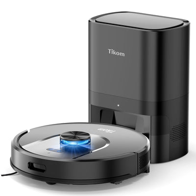 Tikom 5000 Pa Saugroboter mit Wischfunktion, L8000 Plus LiDAR-Navigation Roboterstaubsauger, 2.5L Absaugstation, 60-Tage Freihändig, 150 Min, App Steuerung Gut für Tierhaare Teppich Hartboden