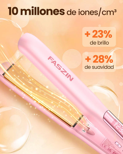 Faszin 2 in 1 Glätteisen Locken und Glätten, 20s Schnellaufheizung, Titanplatten Ionen Haarglätter für einen glatten Stil, 3D-Schwebepanel verhindert Haarziehen, mit LCD-Display, 130°C-230°C - Rosa