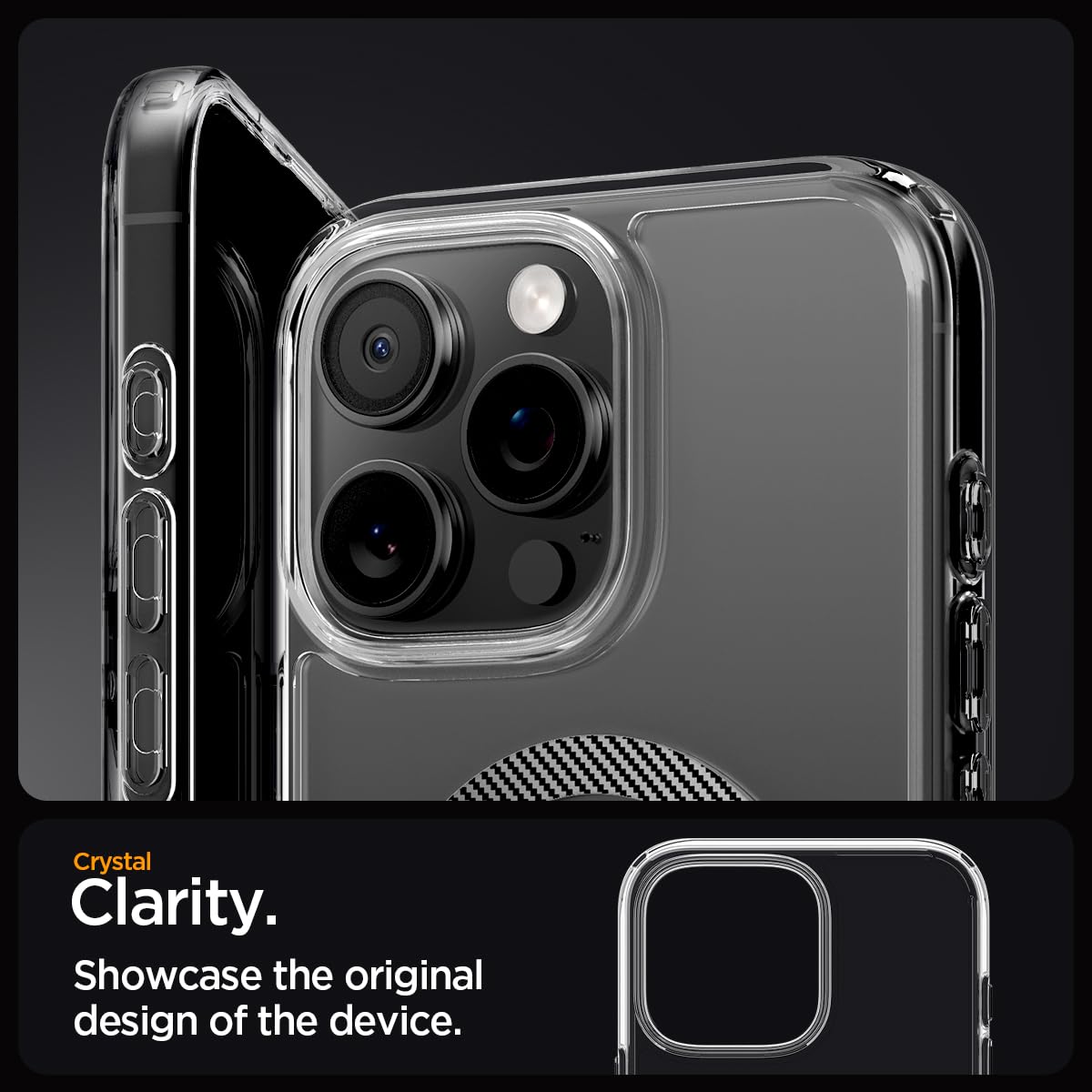 Spigen für iPhone 16 Pro Max Hülle [Anti-Yellowing] Ultra Hybrid MagFit Case Handyhülle Transparent Dünn Slim Kompatibel mit MagSafe -Carbon Fiber