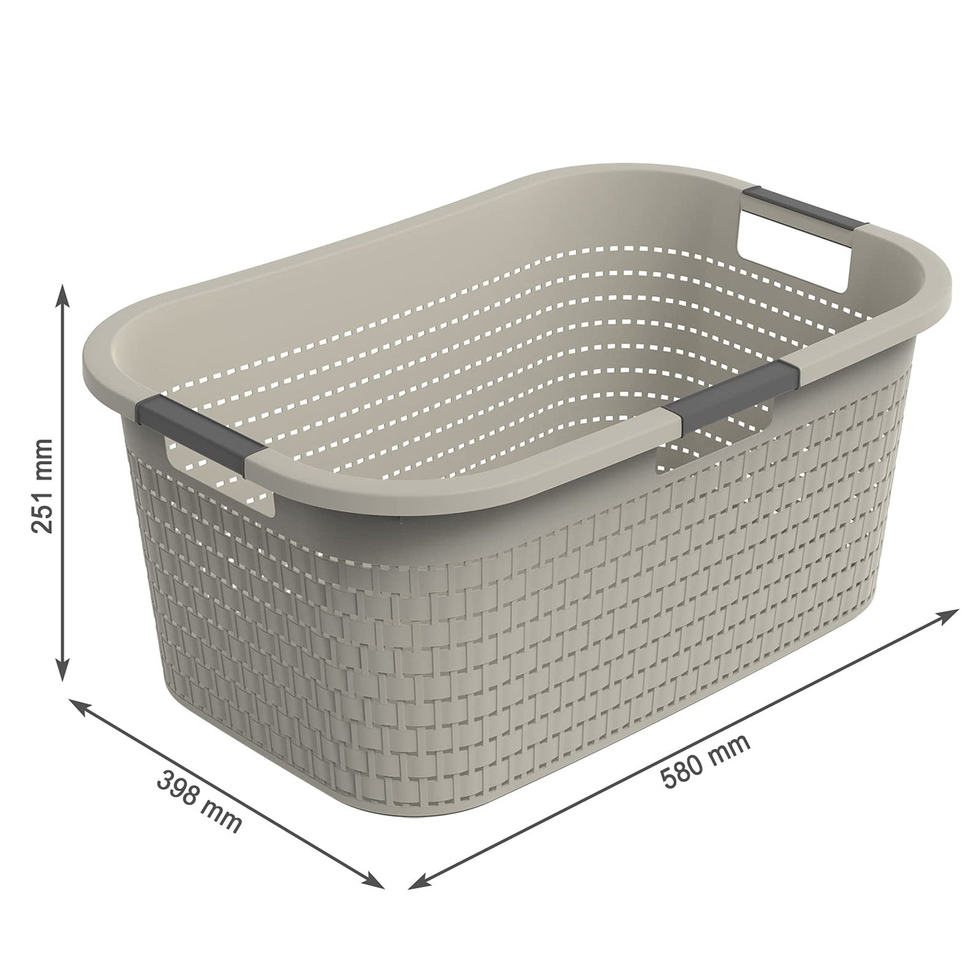 Rotho Country Wäschekorb 40l, Kunststoff (PP) BPA-frei, cappuccino, 40l (58.0 x 38.9 x 25.1 cm), Beige