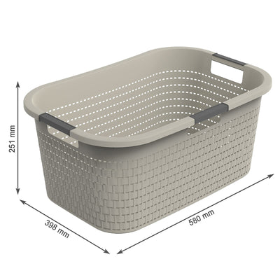 Rotho Country Wäschekorb 40l, Kunststoff (PP) BPA-frei, cappuccino, 40l (58.0 x 38.9 x 25.1 cm), Beige