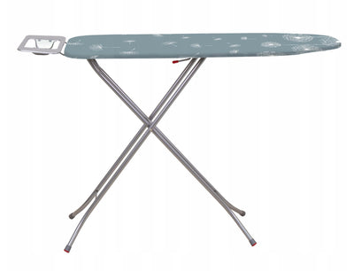 Klappbares Bügelbrett, 114x34cm Dampfbügelbrett mit Metallnetz, Bügeltisch mit 5mm Schaumstoffunterlage und Bügeleisenablage, Bügelbrett mit Antirutschfüßen + Bügeleisenreinigungsstick