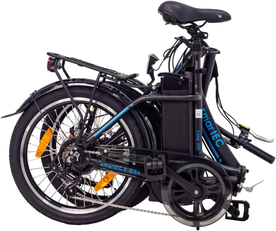 smartEC Camp-20D E-Bike Klapprad 250W Hinterradmotor Li-Ion-Akku 36V/15,6Ah 20 Zoll E-Klapprad E-Faltrad Elektrofahrrad Reichweite 100km bis 25 km/h (Schwarz)