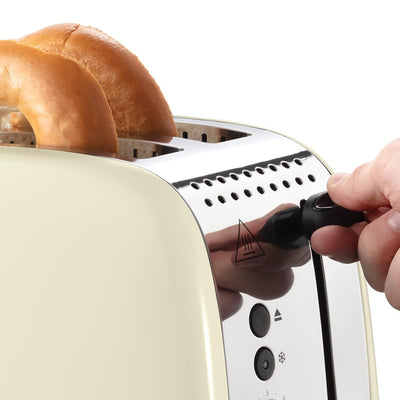 Russell Hobbs Toaster [für 2 Scheiben] Colours Plus Edelstahl Creme (extra breite Toastschlitze, inkl. Brötchenaufsatz, 6 Bräunungsstufen + Auftaufunktion, Lift & Look-Funktion, 1600W) 26551-56