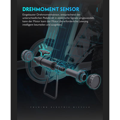 nakxus 20F220 E-Bike, Elektrofahrrad 20'' Drehmomentsensor, Magnesiumlegierung Ultraleichtes E-Bike mit 36V 12.8Ah Lithium Akku für große Reichweite bis zu 100KM, EU-konformes Klapprad mit App