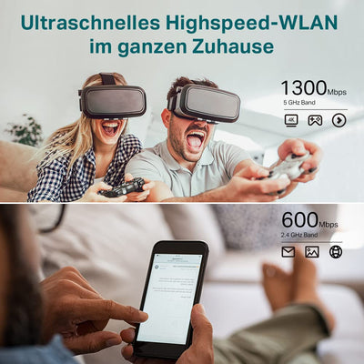 TP-Link Archer C80 Dualband WLAN Router (600 Mbit/s 2,4GHz, 1300Mbit/s 5GHz), 4 Gigabit LAN Ports, Print/Media/FTP Server, Gast-Netzwerk, unterstützt keine DSL-Funktion