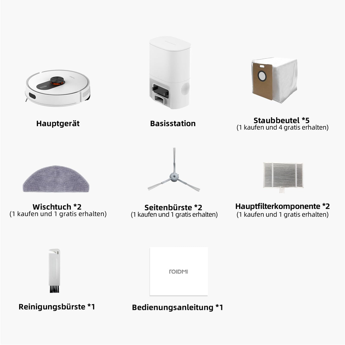 ROIDMI EVE ROOK Saugroboter mit Wischfunktion Absaugstation - 5000Pa Staubsauger Roboter Wisch LiDAR-Navigation Selbstreinigung Automatisch 75 Tage App Sprachsteuerung für Tierhaare Teppiche Hartboden