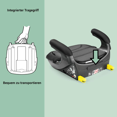 Peg Perego Viaggio Shuttle Autositz, Auto-Sitzerhöhung mit ISOFIX für Kinder von 125 bis 150 cm (6-12 Jahre), 22-36 kg, Crystal Black