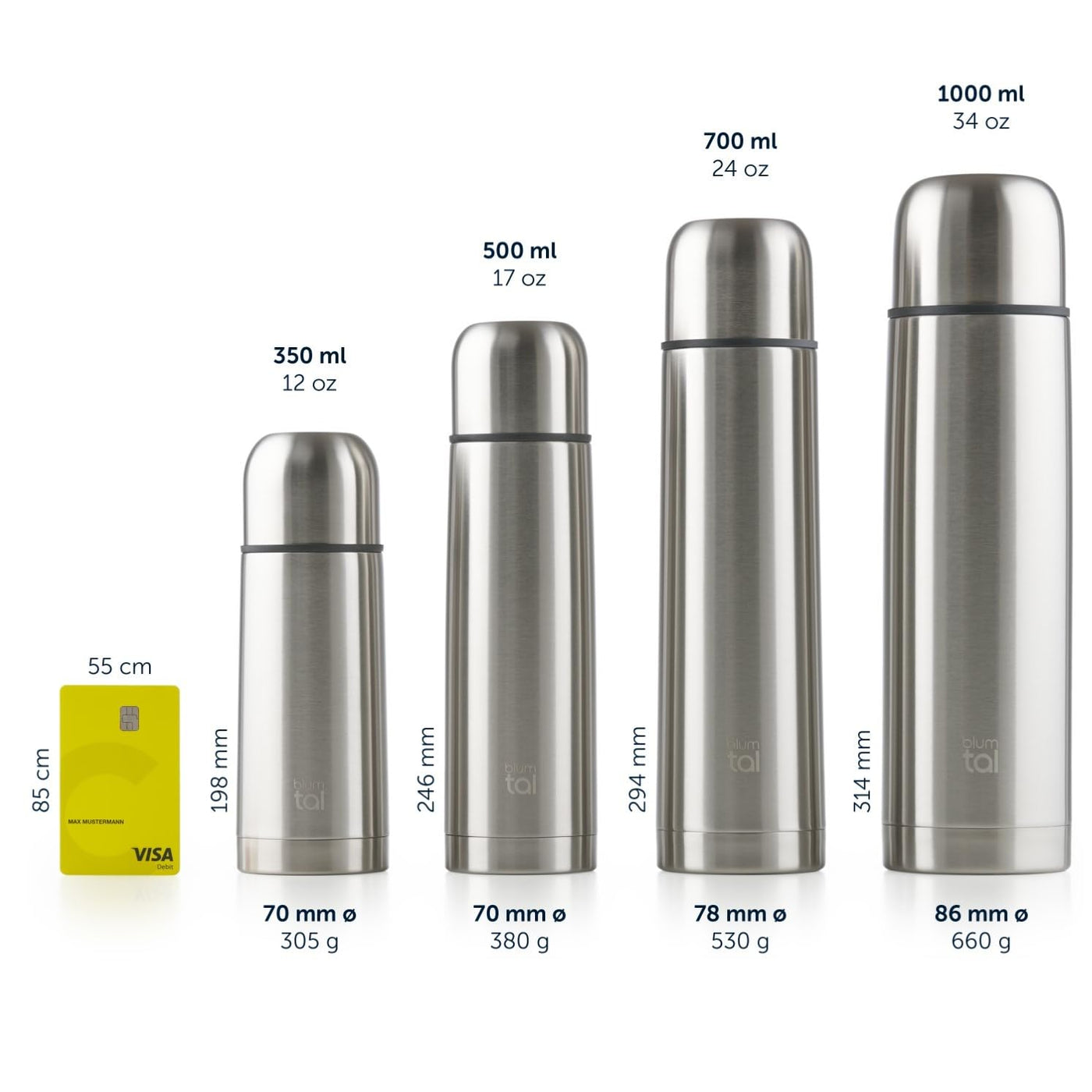 Blumtal® Thermosflasche 1L - BPA-freie Thermoskanne für warm&kalt - auslaufsichere Isolierflasche 1000ml aus Edelstahl rostfrei - Thermoskanne mit Becher - Isolierkanne 1L - Thermokanne - Dunkelgrün