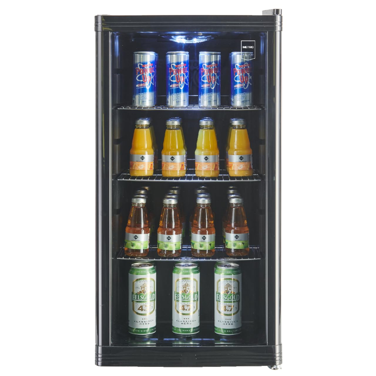 METRO Professional Mini-Kühlschrank GPC1088, 88 L, 1.052 kWh/24h, 3 Edelstahl-Drahtböden, schwarz