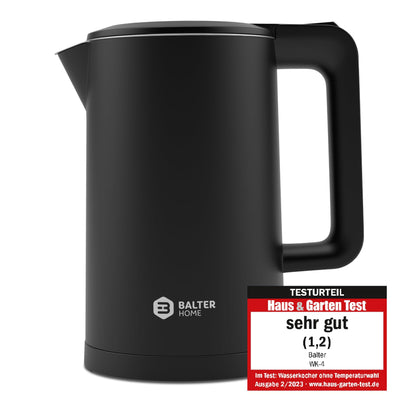 Balter Wasserkocher Edelstahl WK-4, 1,7 Liter, elektrischer Wasserkocher, Doppelwand Design, BPA frei, LED, Teekocher Kompakt, leise (Pink)