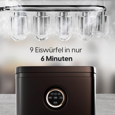 STARKFELD ICE MAKER - Luxus Eiswürfelmaschine | 20 KG Eis in 24 Stunden | Selbstreinigend & Keimfrei | 1,5L Wassertank | Eis in 6 Minuten | 2 Größen Eis | Kompakt & Leise | Cocktail Maschine (Schwarz)