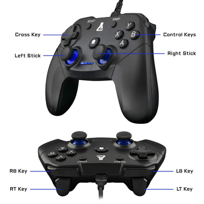 THE G-LAB K-Pad THORIUM - Gaming-Controller PC & PS3 USB mit integrierter Vibration, Gamepad-Game-Controller-Kabel verbunden - Joystick für PC Windows 10-11, PS3 (Mit Kabel)
