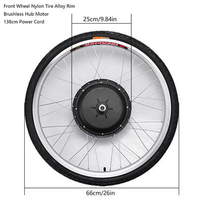 czyuRachel 26 Zoll E-Bike Vorderrad, 36v 250w Elektrofahrrad Umbausatz Conversion Motor Kit Ebike Conversion Kit Electric Bicycle Umbausatz Pedelec Umbausatz Mit Qualität Controller Tasche