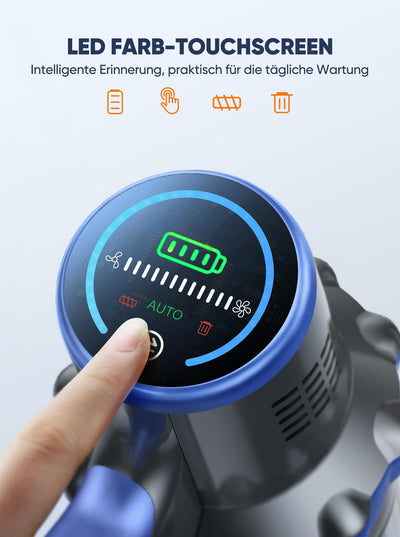 INTETURE Staubsauger Kabellos, 40000Pa/450W Akku Staubsauger mit Automatikmodus, Farb-Touchscreen & Anti-Verhedderung, bis zu 55 Minuten Laufzeit, Akkustaubsauger für Hartböden,Teppiche und Tierhaare