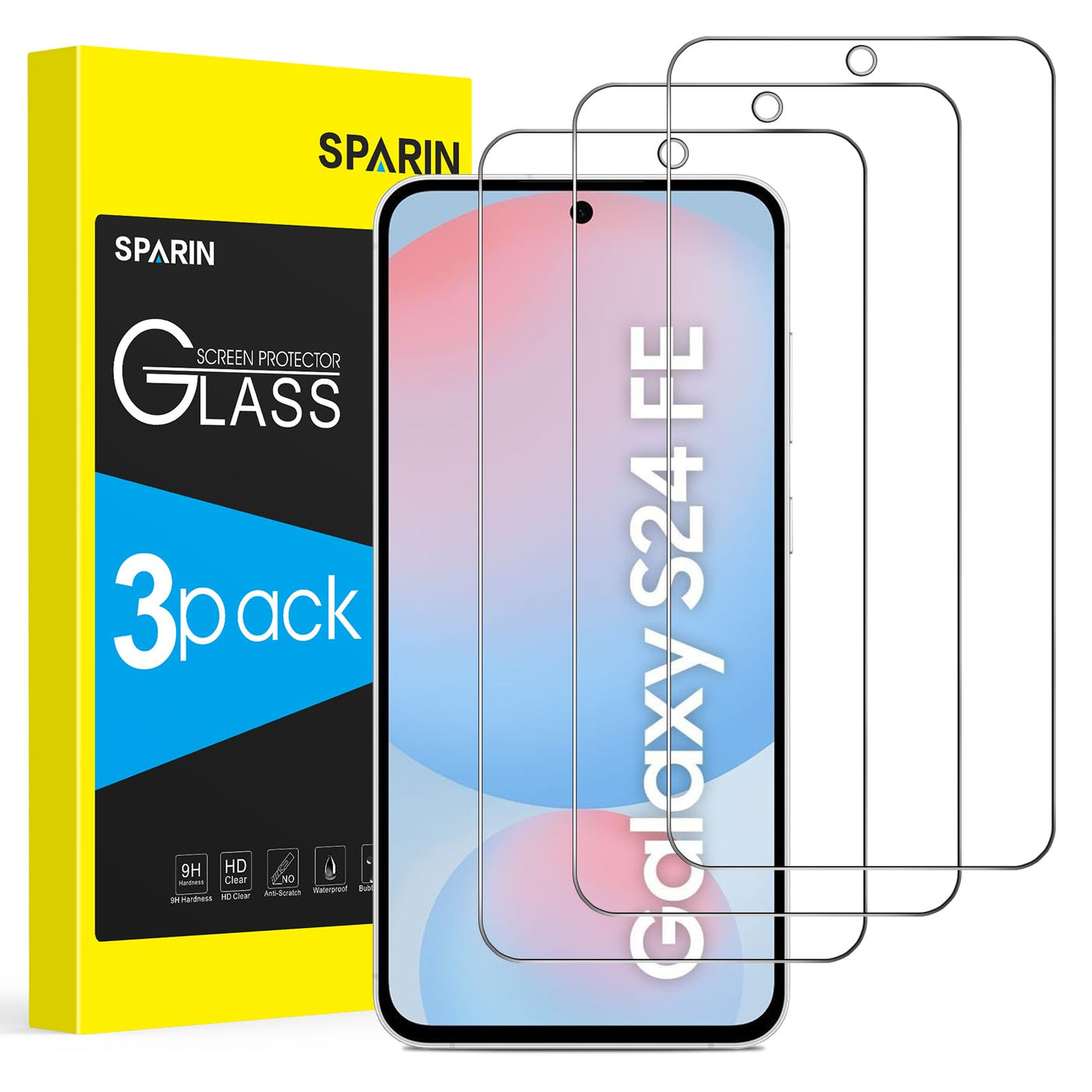 SPARIN 3 Stück für Samsung Galaxy S24 FE Panzer Schutz Glas, 6,7 zoll, HD-Klar, 9H Härte, Kratzfest, Ultrabeständig Displayschutzfolie