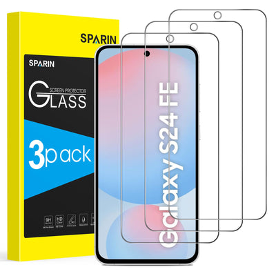 SPARIN 3 Stück für Samsung Galaxy S24 FE Panzer Schutz Glas, 6,7 zoll, HD-Klar, 9H Härte, Kratzfest, Ultrabeständig Displayschutzfolie