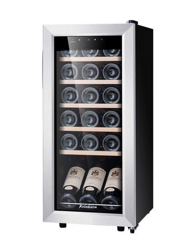 Kalamera Weinkühlschrank, 18 Flaschen 51 Liter Weinkühlschrank klein mit Kompressor, 5-18°C Kühlzone, KRC-51FCSS