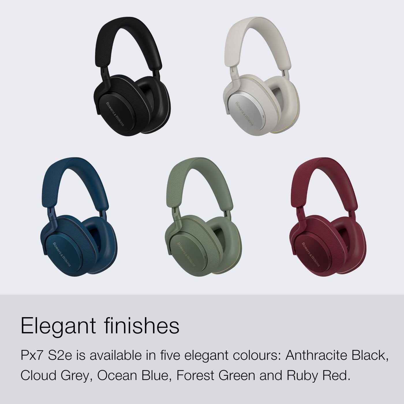 Bowers & Wilkins PX7 S2e Over-Ear-Kopfhörer mit Geräuschunterdrückung, kabellos, Qualcomm aptX™ Adaptive & Schnellladung, 30 Stunden Wiedergabe, sechs integriertes Mikrofon, Wolkengrau
