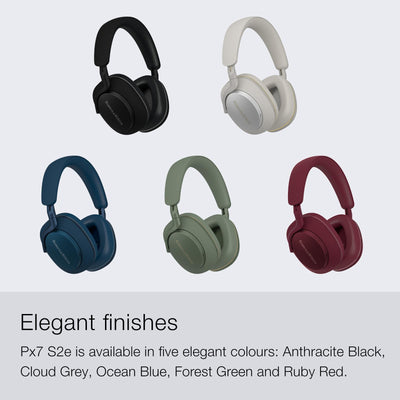 Bowers & Wilkins PX7 S2e Over-Ear-Kopfhörer mit Geräuschunterdrückung, kabellos, Qualcomm aptX™ Adaptive & Schnellladung, 30 Stunden Wiedergabe, sechs integriertes Mikrofon, Wolkengrau
